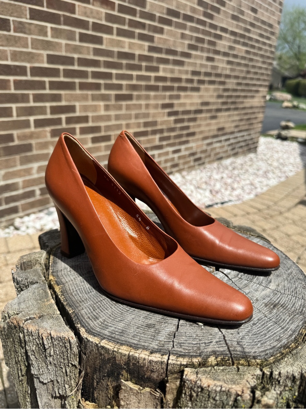 Vintage Ralph Lauren Leather Block Heel Pumps Size 5.5